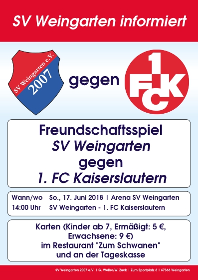 Testspiel SV Weingarten gegen 1. FC Kaiserslautern